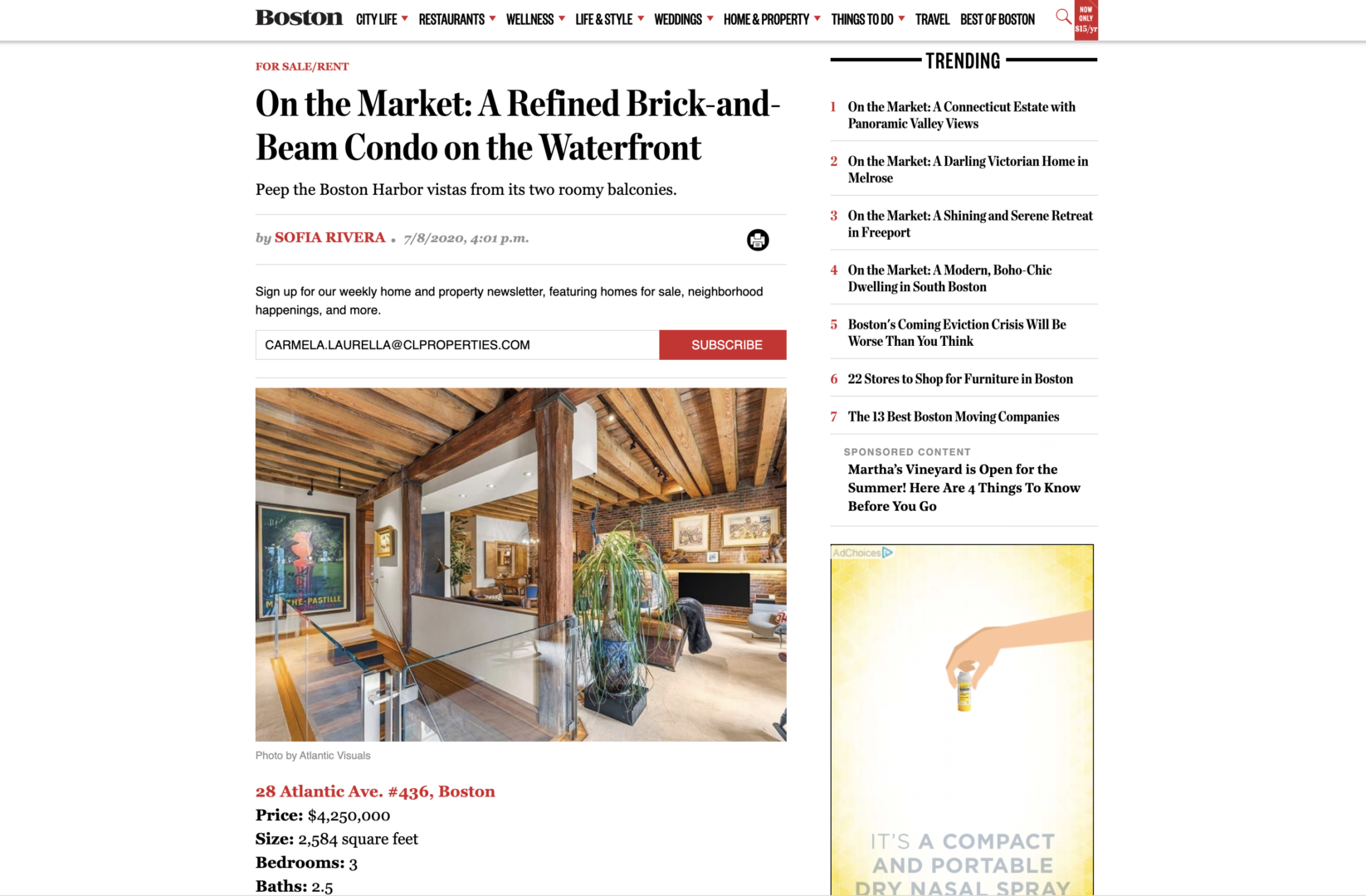 Cl Properties Featured In Boston Magazine: A Refined Brick-and-beam 